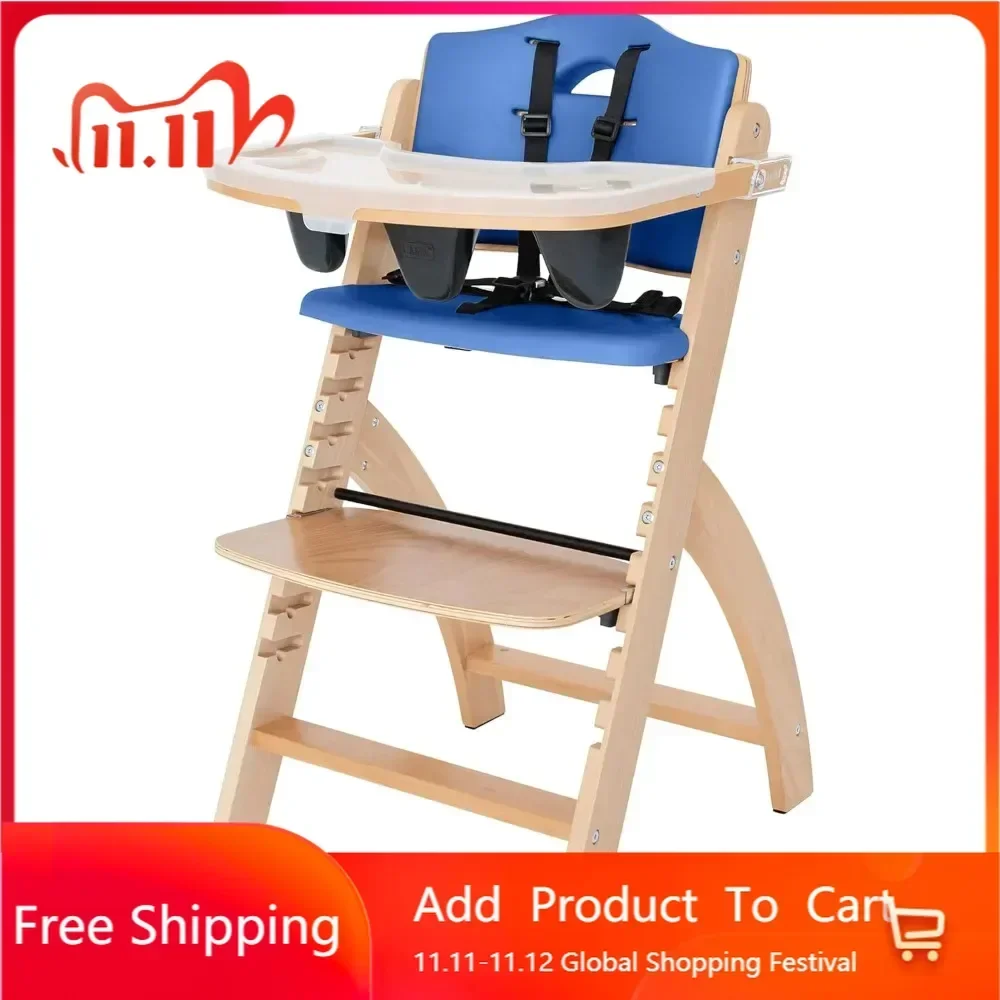 NEW-Beyond Junior Wooden High Chair with Tray - Adjustable and Convertible High Chair for Babies and Toddlers - 6 Months to 250