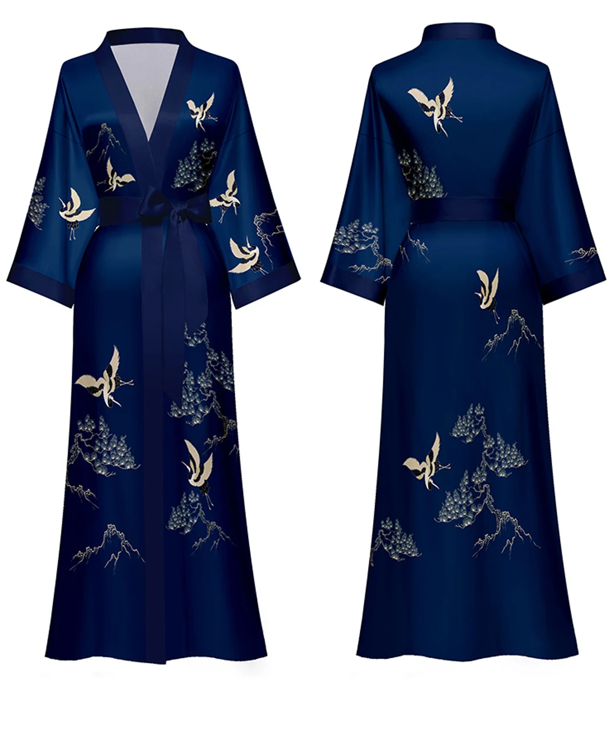 Daiwor Kout Silk Satin Robe for Women Long Japanese Kimono Robe Lightweight Soft Bathrobe Summer Luxury Dressing Gown