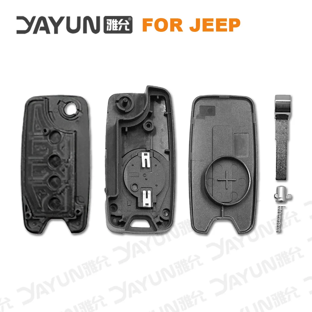 YAYUN 2+1 Buttons For Jeep Renegade 2015/6/7/8 Flip Remote Car Key Shell Case With Uncut SIP22 Blade Replacement With Logo 4A spark plugs