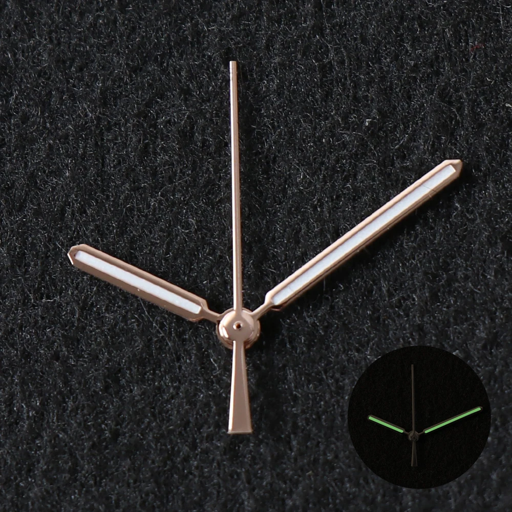 Premium Watch Needle Hands with Green Lume in Silver and Rose Gold Finish