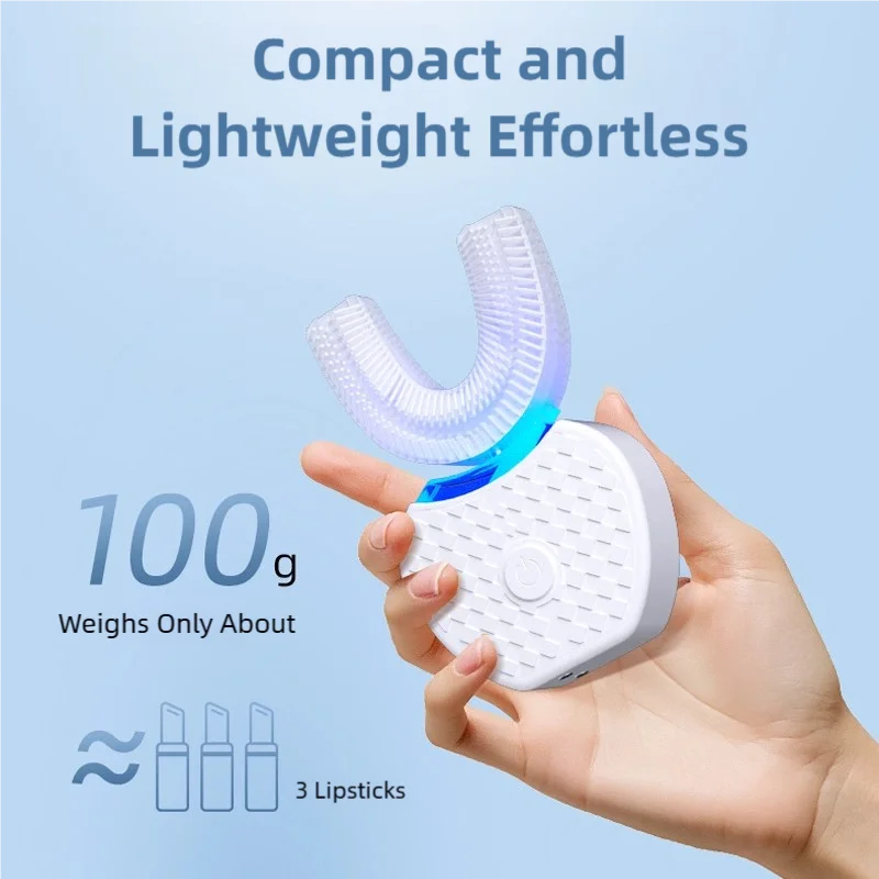 스마트 블루라이트 U자형 전동 칫솔 휴대용 무선 구강 세척기 구강 관리에 적합한 USB 충전 지원