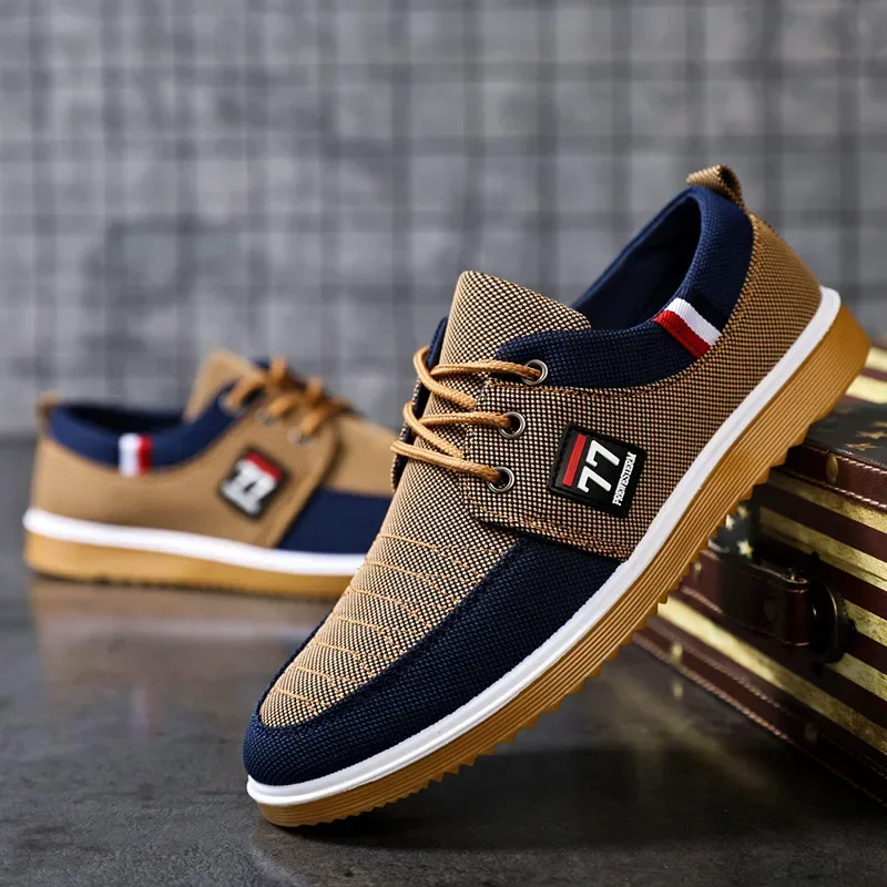 

Light Sneakers Shoes for Men Canvas Shoes Breathable Beef Tendon Bottom Casual Vulcanized Shoes Work Footwear Tenis Masculino