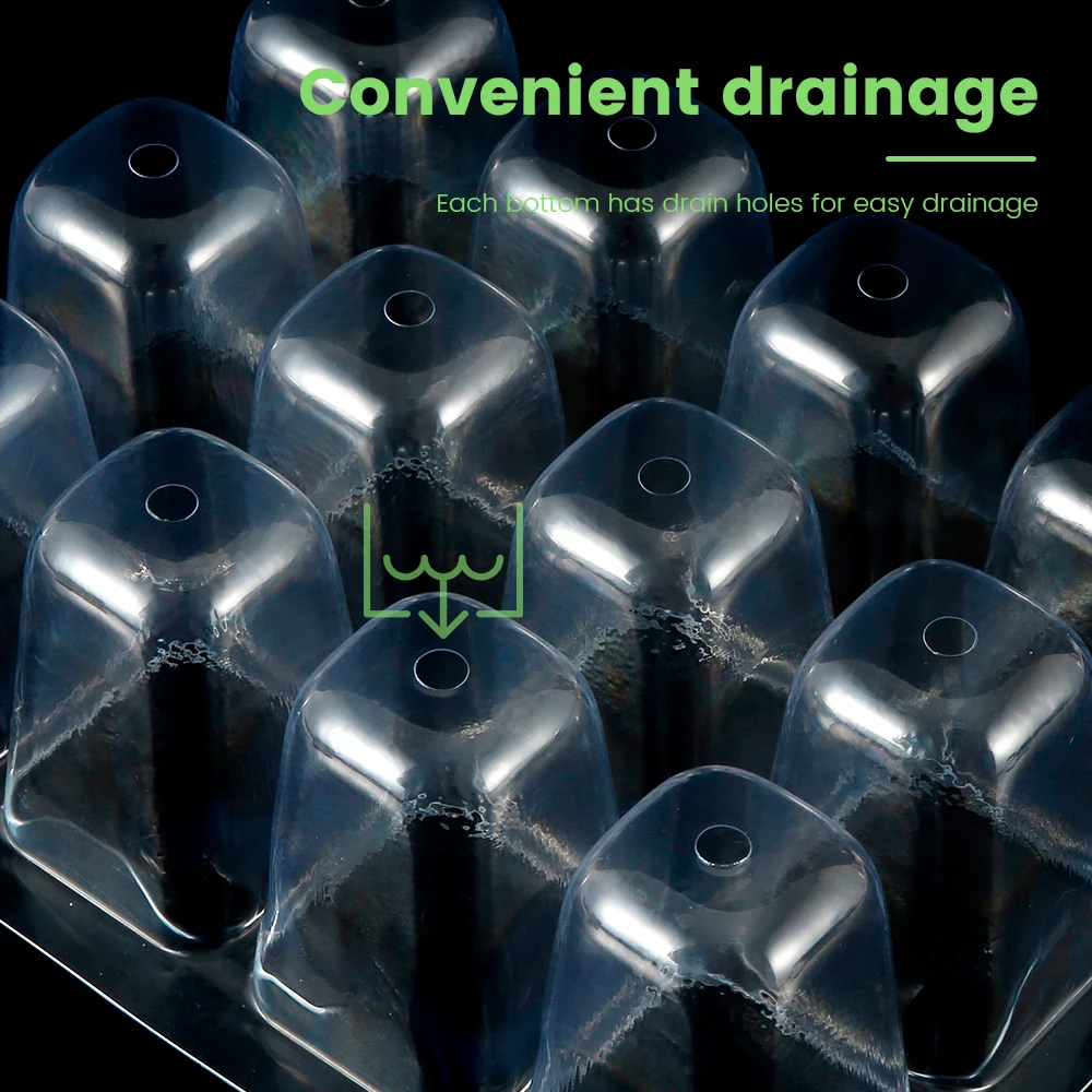 6Pcs Seedling Starter Trays 12 Hole Plastic Plant Seeds Grow Box Vegetable Flower Plant Pots Nursery Grow Box for Garden Ourdoor