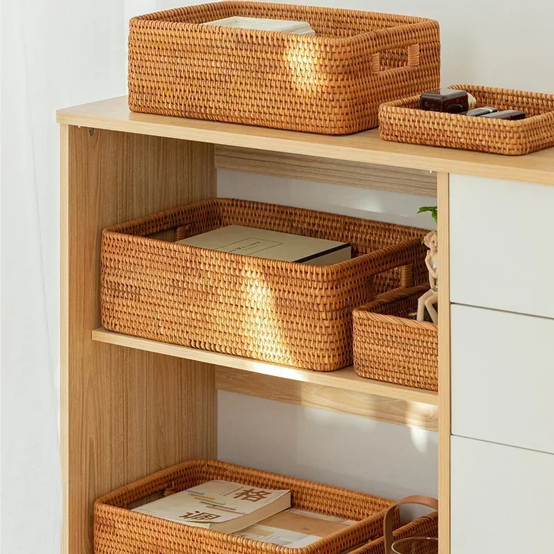 

Rattan Basket Vietnam Sorting Home Bamboo Rectangular Sundries Clothing Minimalist Box Woven Storage