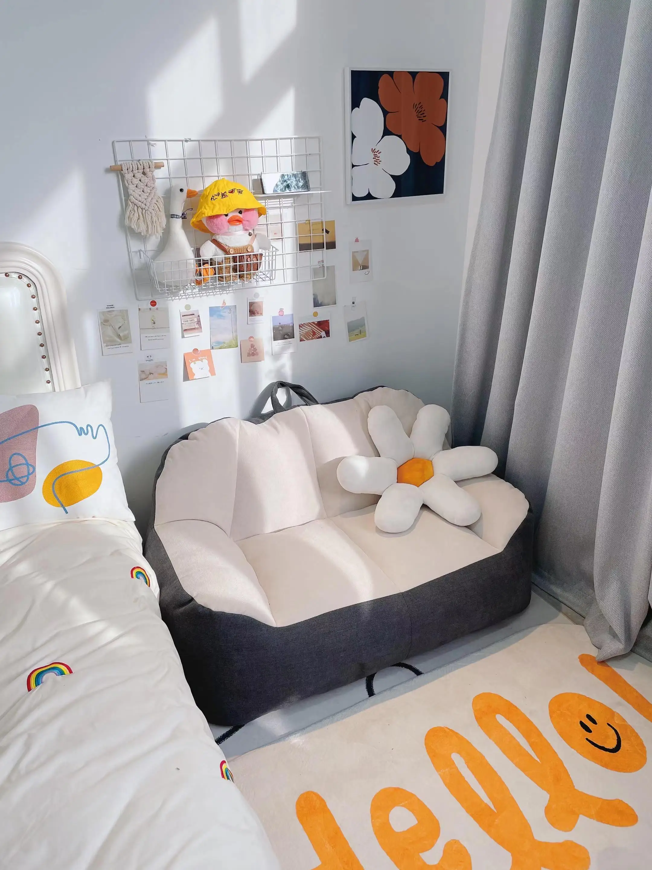 125cm Giant Bean Bag Sofa Cotton Linen Lazy Sofa Couch Recliner Floor Seat Tatami Puff Armchair Corner Comfy Small Apartment