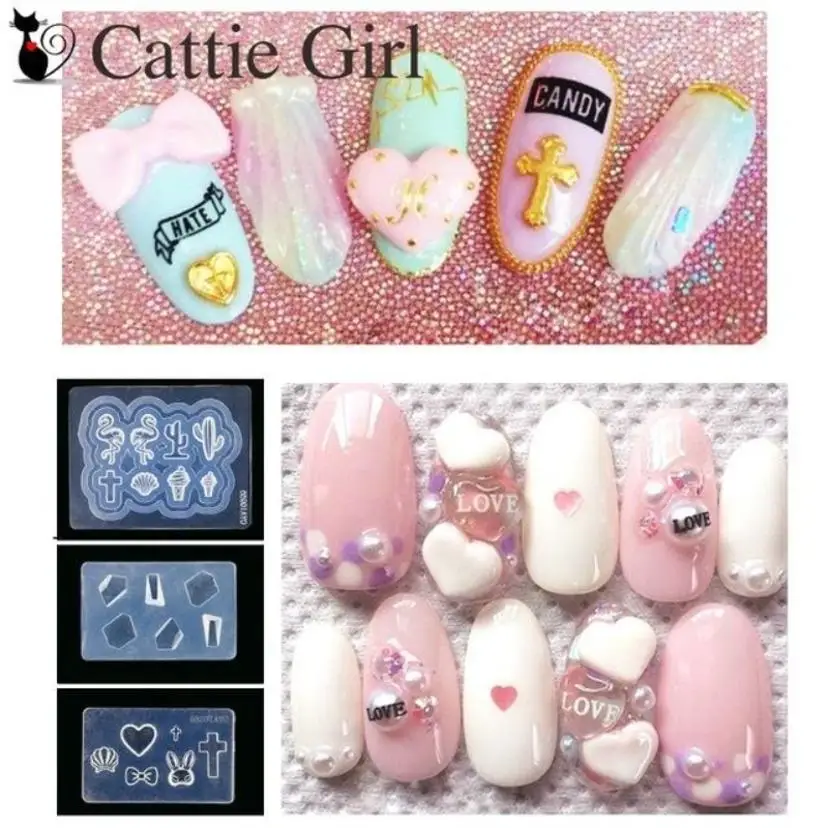 3D Acrylic Nail Art Mold Cartoon Flamingo Shape Resin Nails Art Mould For DIY UV Gel Gemstone Nailing Decoration Silicone Molds