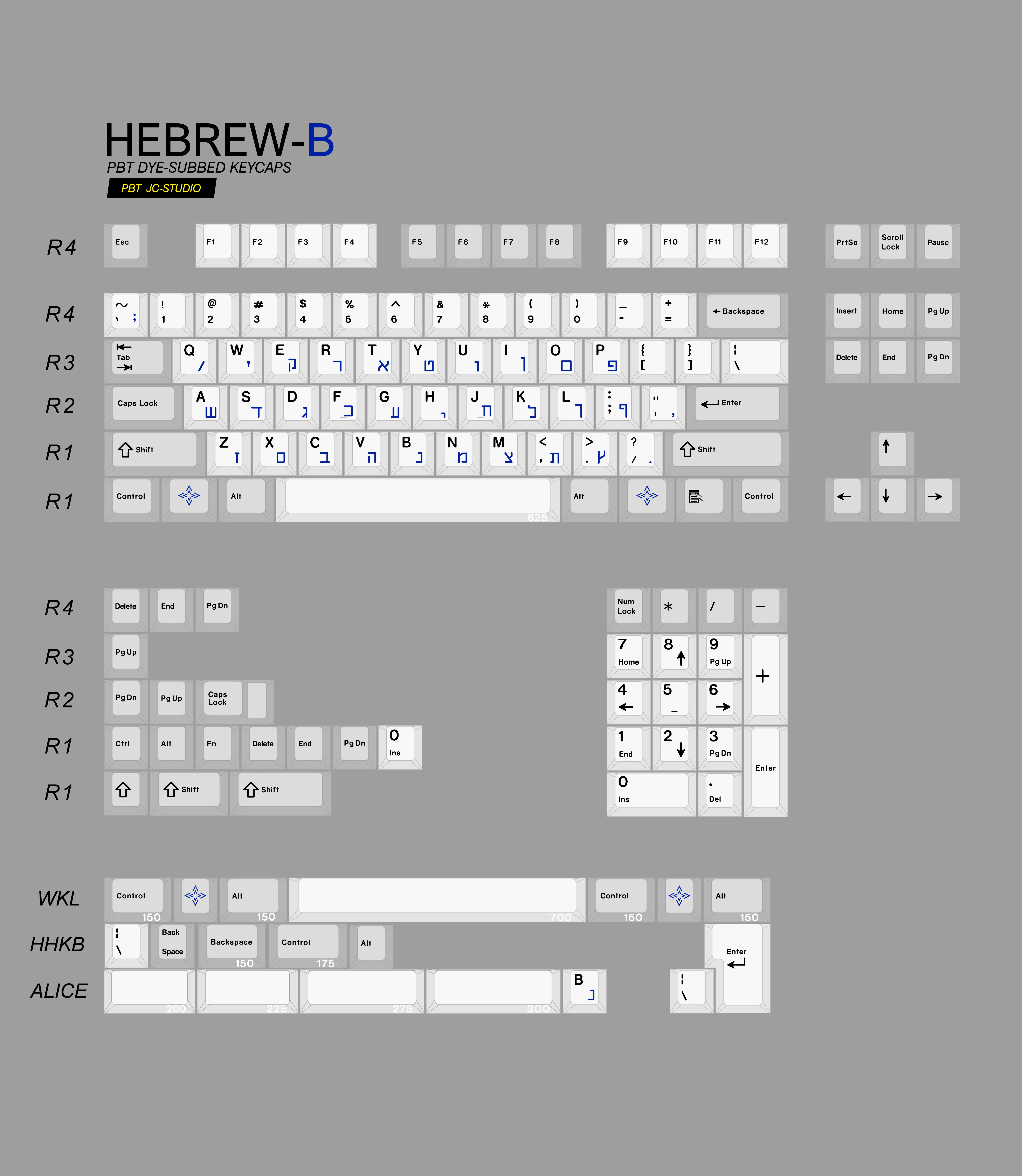 Teclado Mecânico Retro Keycaps Keycaps Faça Você Mesmo Hebraico Sub Legend Pbt Sublimação Perfil Cereja Estúdio jc - Imagem 3