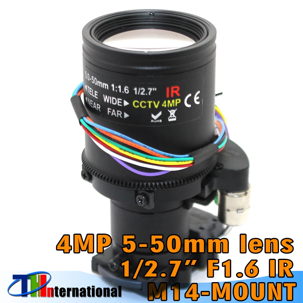 2MP 4MP (Optional) 5-50mm Lens D14 Mount With Auto Motorized Zoom and Focus + 5MP IR CUT For 4MP AHD/IP Camera
