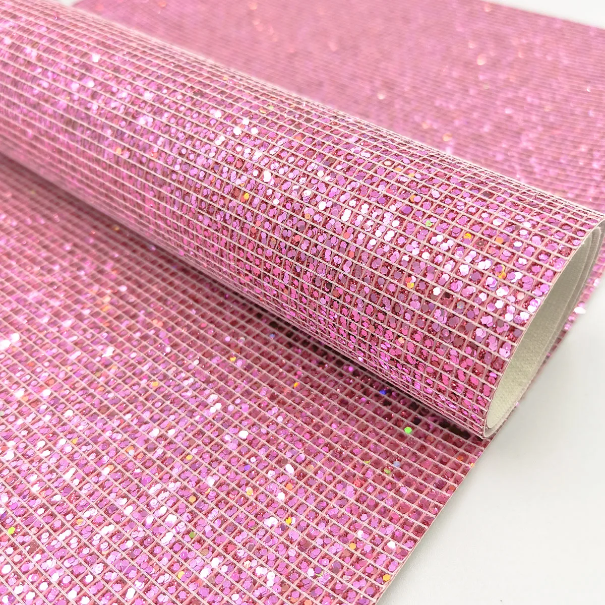 Holographic Iridescent Glitter PU Leatherette Fabric – Starry Sky Plaid