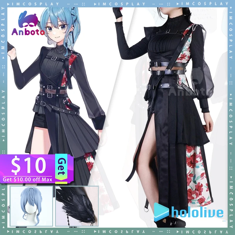 

Hololive Vtuber Hoshimati Suisei cosplay costume anime Hoshimati Suisei 2nd concert costume suisui wig Dark Style suit