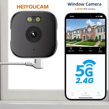 1/2PCS HEIYOUCAM 2K No Drill Window Camera-for Home Security Indoor&Outdoor Monitoring thru Glass, Human Detection 1