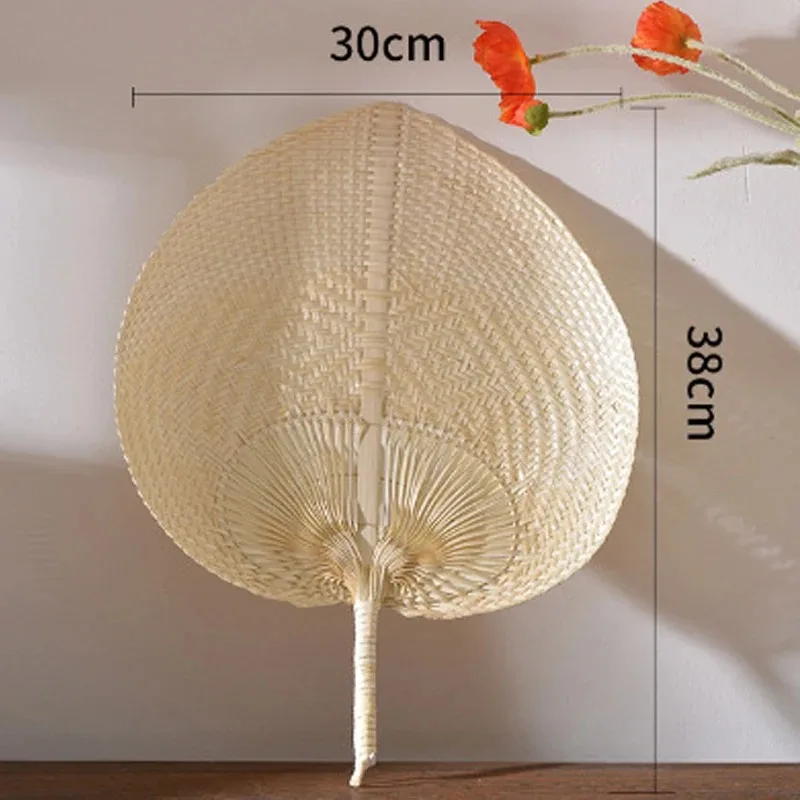 1/10/20pcs DIY Peach-shaped Pure Handmade Bamboo Woven Fan Summer Cooling Colored Chinese Style Hand Fans For Home Wedding Decor
