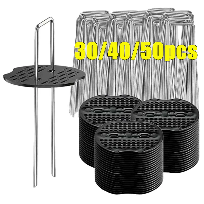 30/40/50PCS/Pack Garden Peg Silver Metal U-Shape Garden Staple Garden Ground Nail Film Fixed Pegs Gardening Fixing Tool Film Peg
