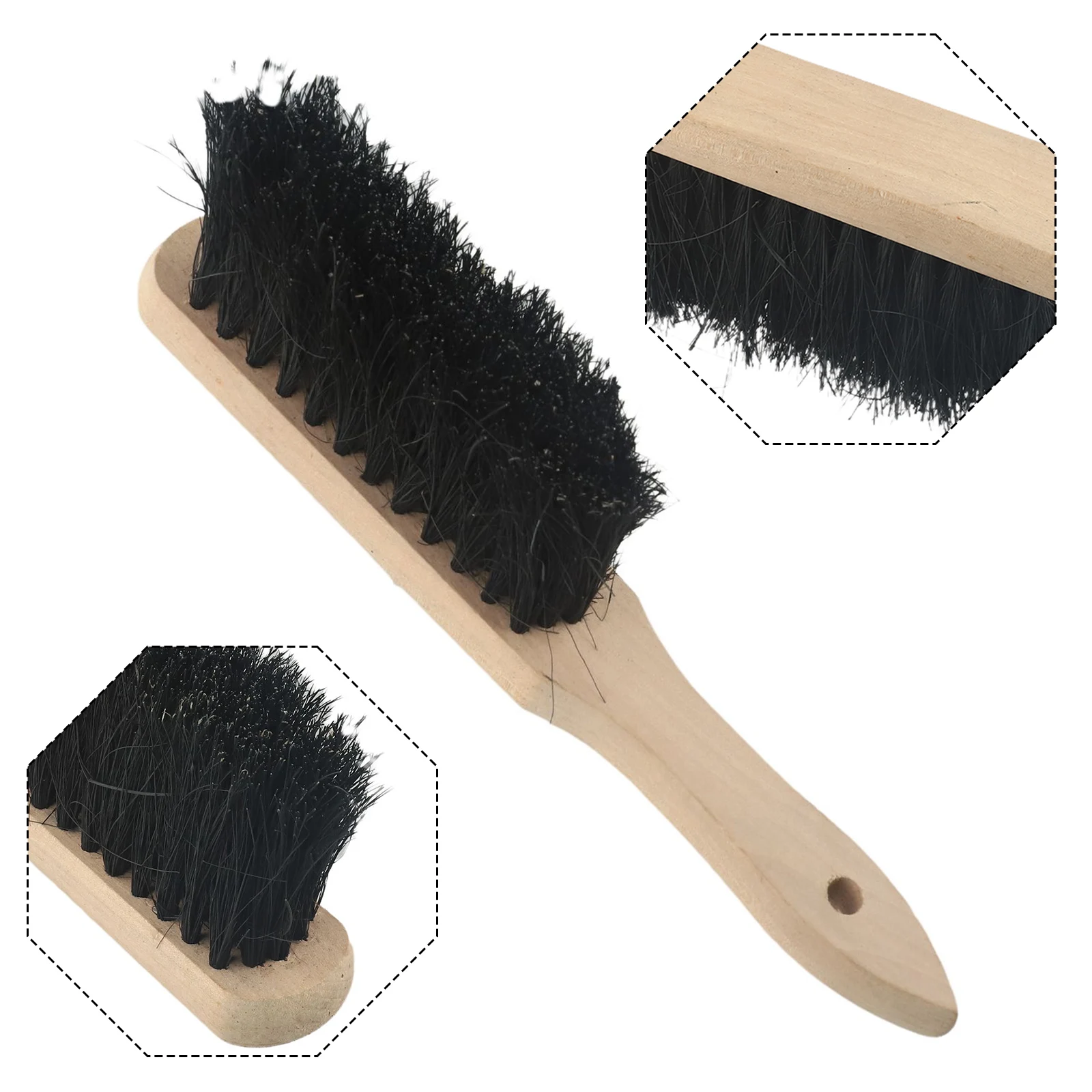 28cm Fireplace Brush Wooden Handle Coconut Palm Bristles Fireplace Cleaning Brush Maintenance Tools