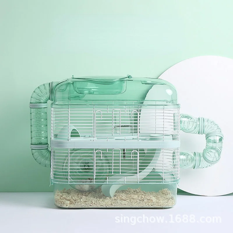 

Клетка для хомяка, большая двухслойная клетка для хомяка, большая роскошная клетка для дома, полный комплект принадлежностей