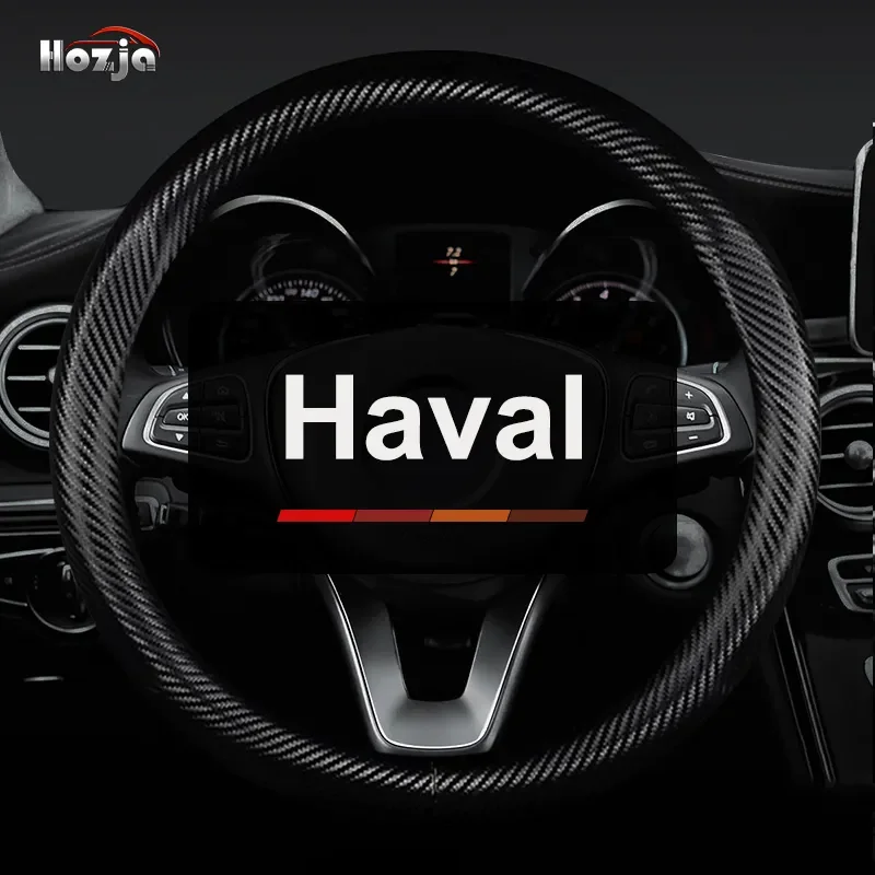 

For Haval F7x H6 2023 Steering Wheel Cover Breathable Non-slip 12color Carbon Fiber Bicolor Leather Car Accessories