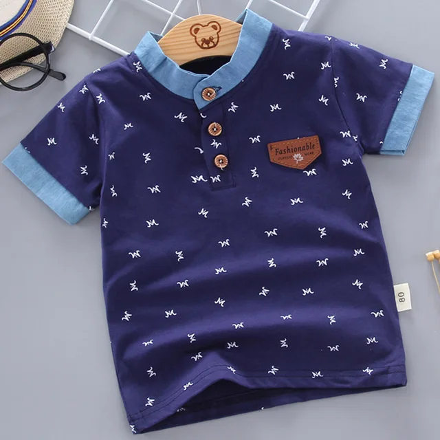 2022 Summer Baby Boys Polo Shirts Short Sleeve Anchor Lapel Clothes for Girls Odell Cotton Breathable Kids Tops Outwear 12M-5Y M
