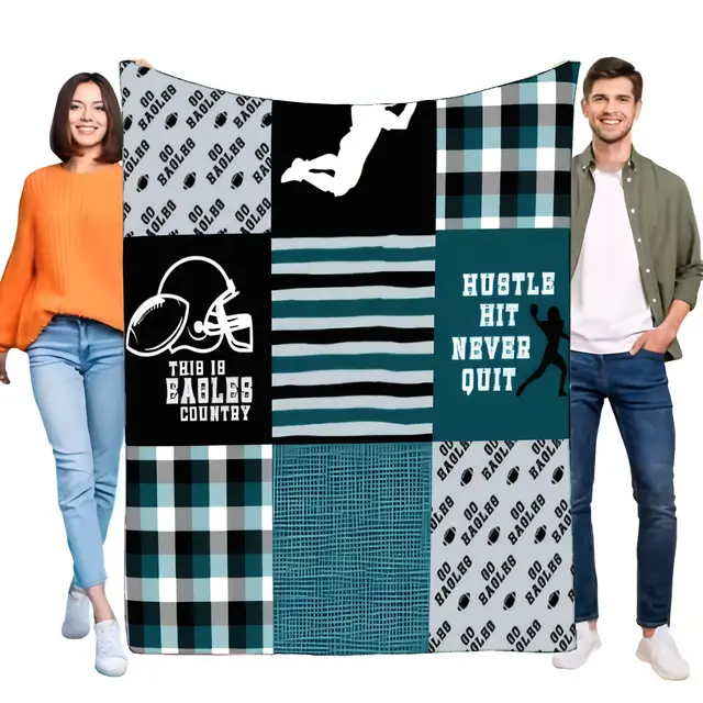 Philadelphia Eagles Soft Cozy Throw Blanket – NFL Fan Patchwork Design 1