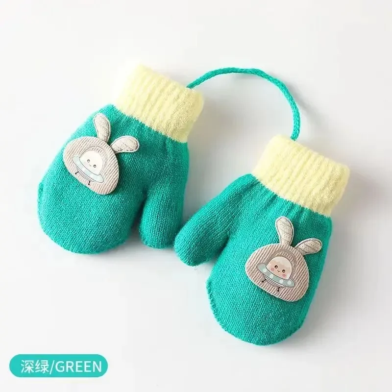 Baby Winter Hand Gloves Thick Warmer Knitted Mittens Thicken Mittens For Kids Cute Cartoon Gloves Boys Girls