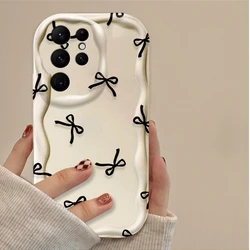 Elegant Black Bowknot Heart Silicone Phone Case - Galaxy S26 (White - YYDSN2778)