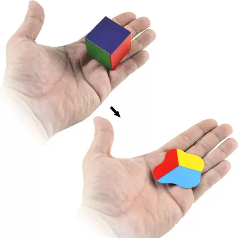 

Flattened Cube Magic Tricks Appearing Easy Props Close Up Illusions Accessory Comdey Kids Toys Funny Cube into Flat Cube Magia