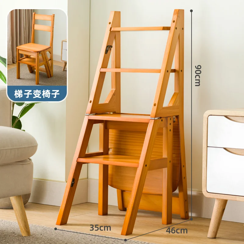 Taburetes altos plegables para interiores, silla de escalera multifuncional  de cocina, taburete de paso de bambú Natural, taburete de escalera de carga  estable - AliExpress