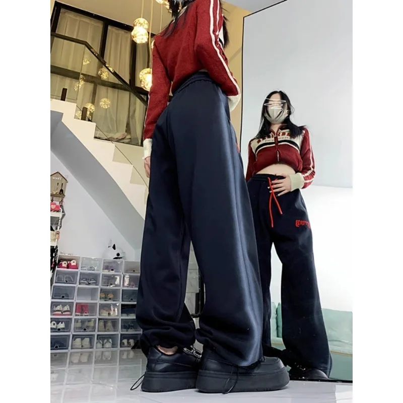Deeptown Y2k Vintage Fleece Woman's Sweatpants Hippie Korean Fashion Streetwear Pants Harajuku Winter Loose Trousers Joggings