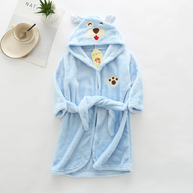 Kids Colar Fleece Panda Hooded Bathrobe Children's Dressing Gown Bath Robe Cartoon Animal Sleepwear For Girls Boys Pyjamas