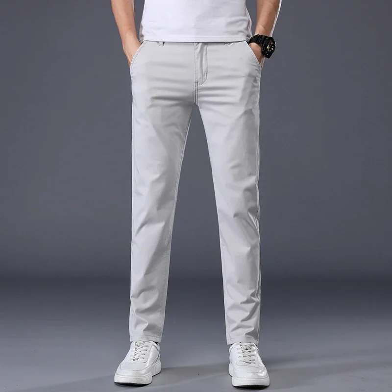 Thin Men's Pants Classic 7 Colors Summer New Casual Pant Business Fashion Stretch Cotton Slim Brand Male Trousers 4