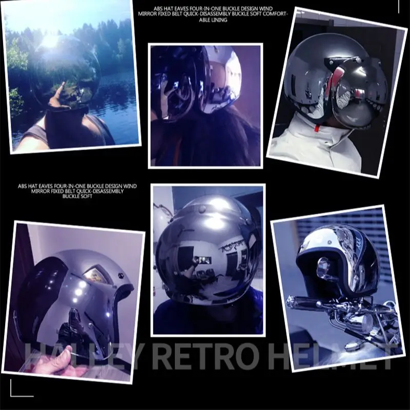 Jet Silver Casco Moto Retro Scooter Vintage Open Face Half Moto 3/4 Casco Ce Dot Da 55 A 62Cm