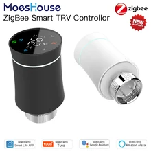 Moeshouse zigbee termostato tuya atuador do radiador válvula inteligente controlador de temperatura programável trv alexa controle voz novo