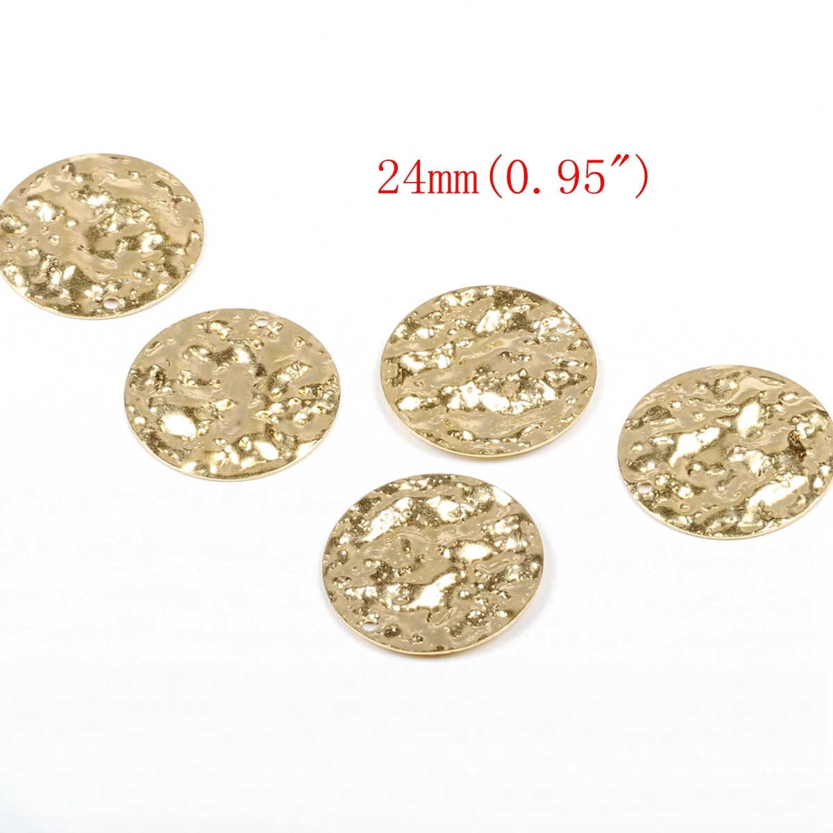 Gehämmerte Messing-Charms, Münzförmiger Verbinder, Zubehör für DIY-Ohrringe, Halskette, Armband, DIY-Herstellung, Schmuckzubehör – Detail 2