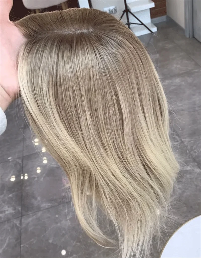 Straight Wig Synthetic 5% Human Hair Mixed Lace Frontal Wig Natural Women Short Bob Lace Side Part Glueless Pre plucked