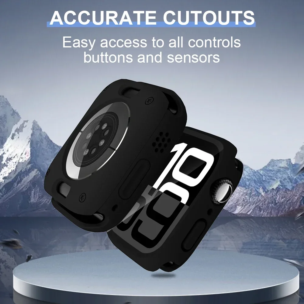 Premium Tempered Glass Screen Protector and Case Cover for Apple Watch - Front and Rear Bumper Protection