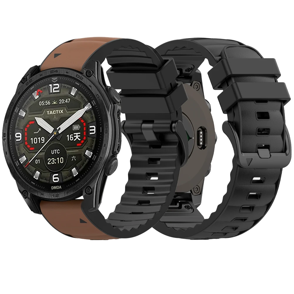 Premium Leather & Silicone Watchband - QuickFit Strap (22-26mm)