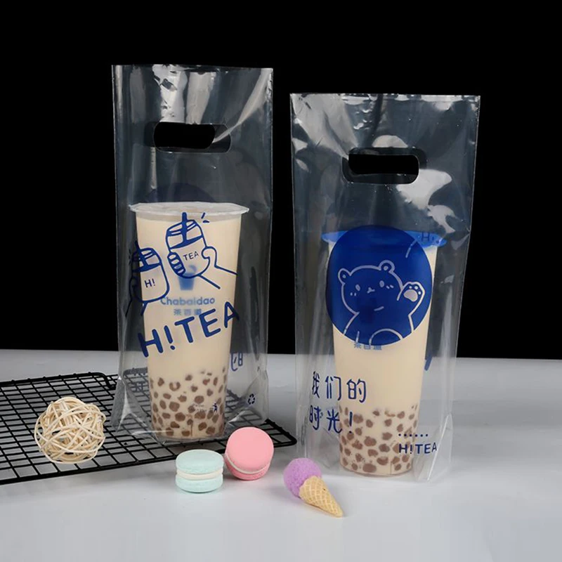 휴대용 일회용 음료 포장 가방, 우유 차 컵, 커피 테이크아웃 포장, 투명 싱글 컵, 더블 컵 포장
