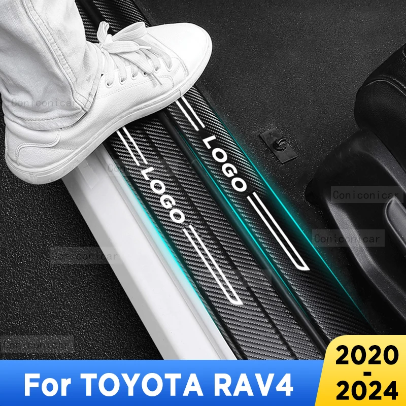 

For TOYOTA RAV4 2020-2024 Auto Tailgate Guard Door Sill Pedal Carbon Fibre Texture Accessories Leather Styling PU Car Sticker