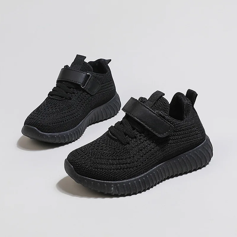 Children Breatheable Simple Boys Sneakers Solid Color Black Beige School Shoes for Girls Hook & Loop Kids Shoes Cute Versatile - Image 5