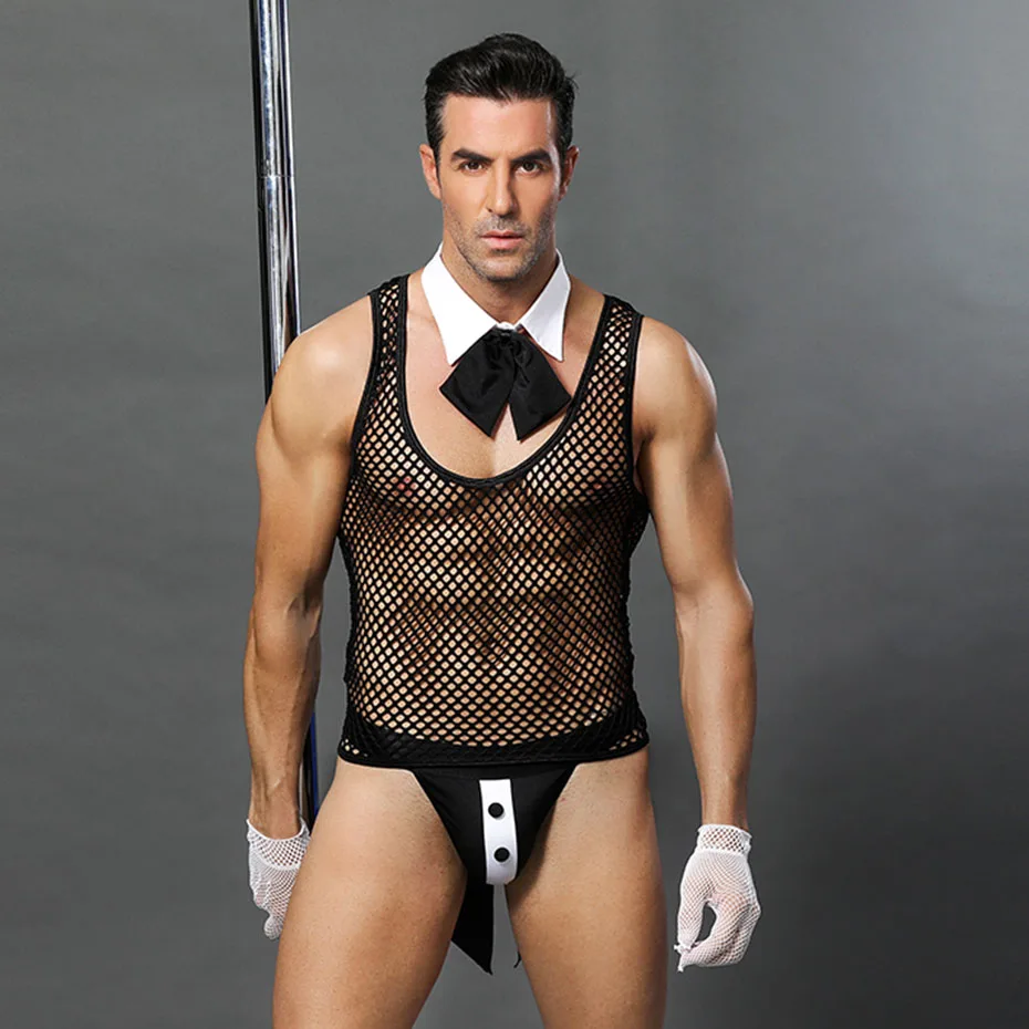 JSY Waiter Uniform Cosplay Lingerie Men's Underwear Set Erotic Costumes Role Play Outfits