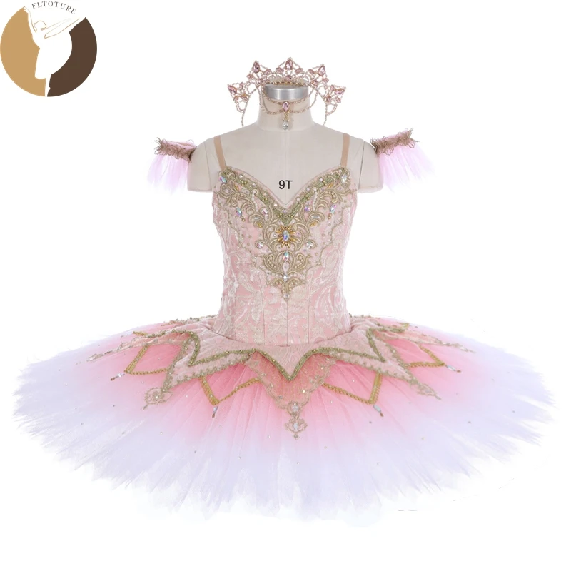 

FLTOTURE 12 Layers Ballet Nutcracker Fairy Doll Dress Kids Adult Custom Made Paquita Platter Pancake Tutu Pink Skirt YW-023