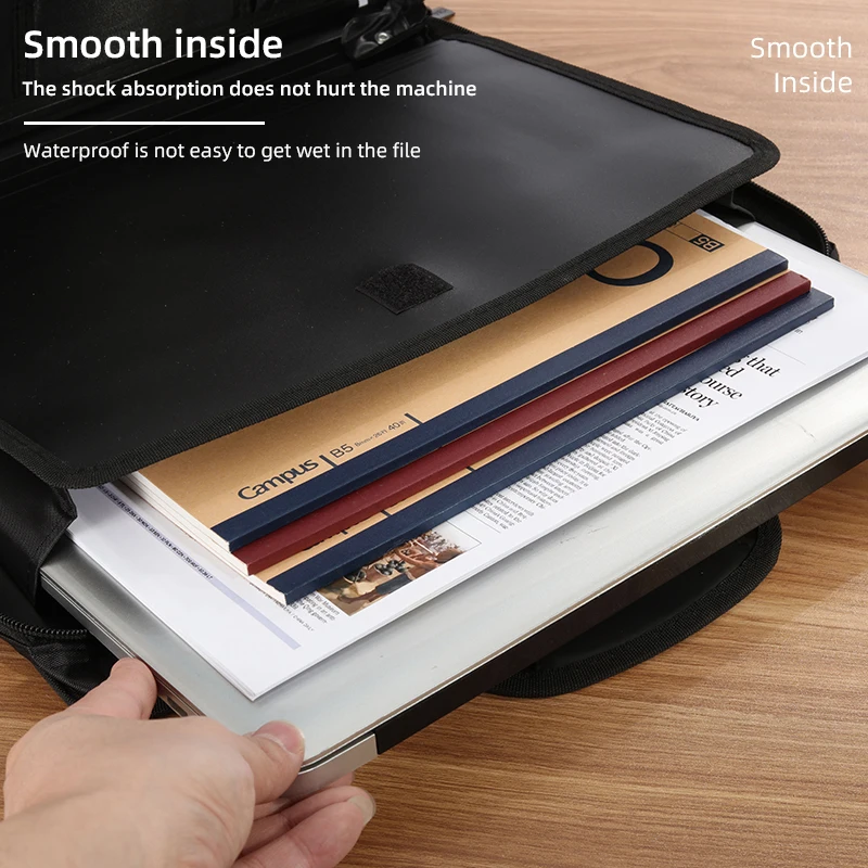 Top Grade Portable Briefcase A4 Zipper Waterproof Multi-layer Office Meeting Fashion Computer Bag laptop case
