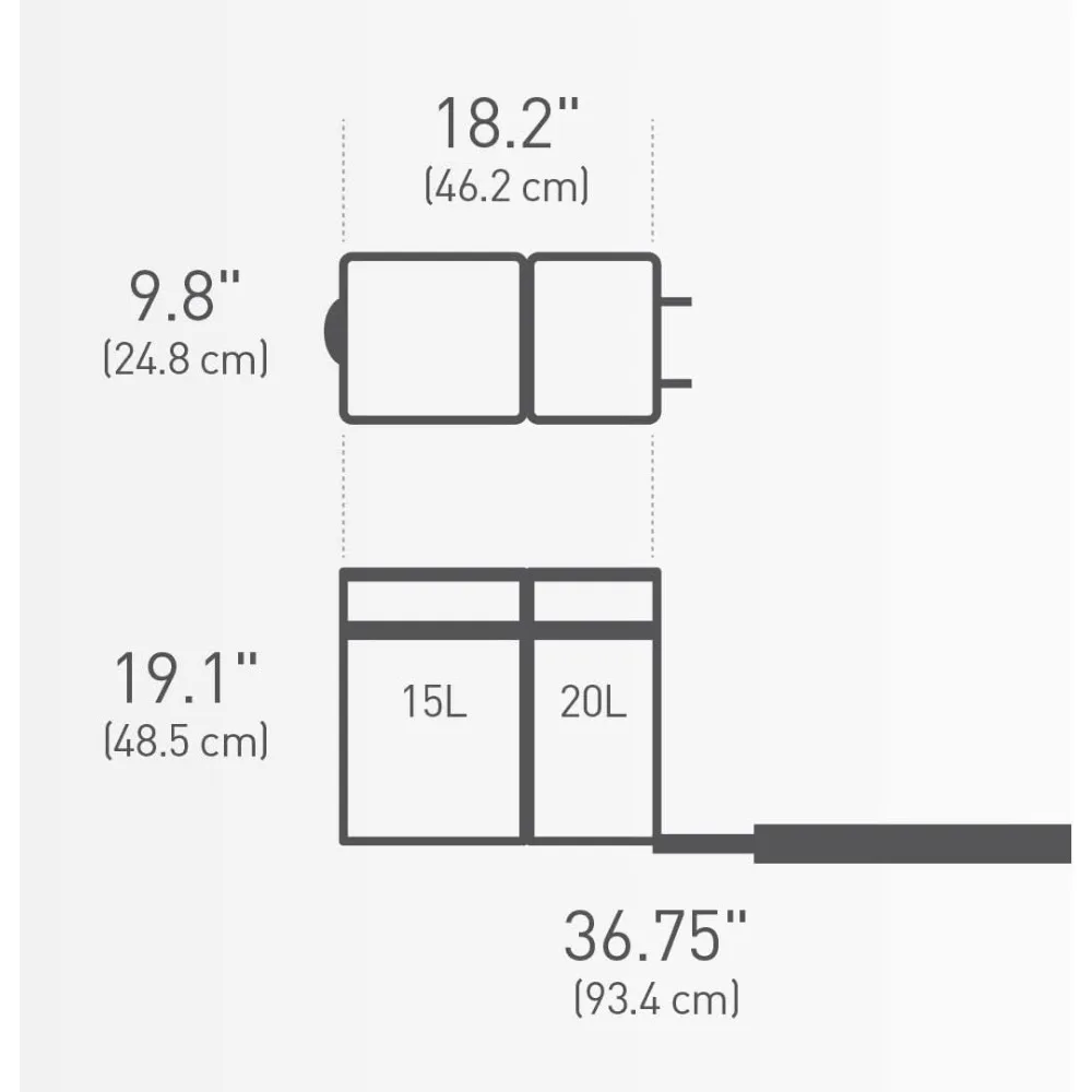 35 Liter / 9.3 Gallon Dual Compartment Under Counter Kitchen Cabinet Pull-Out Recycling Bin and Trash Can, Chrome