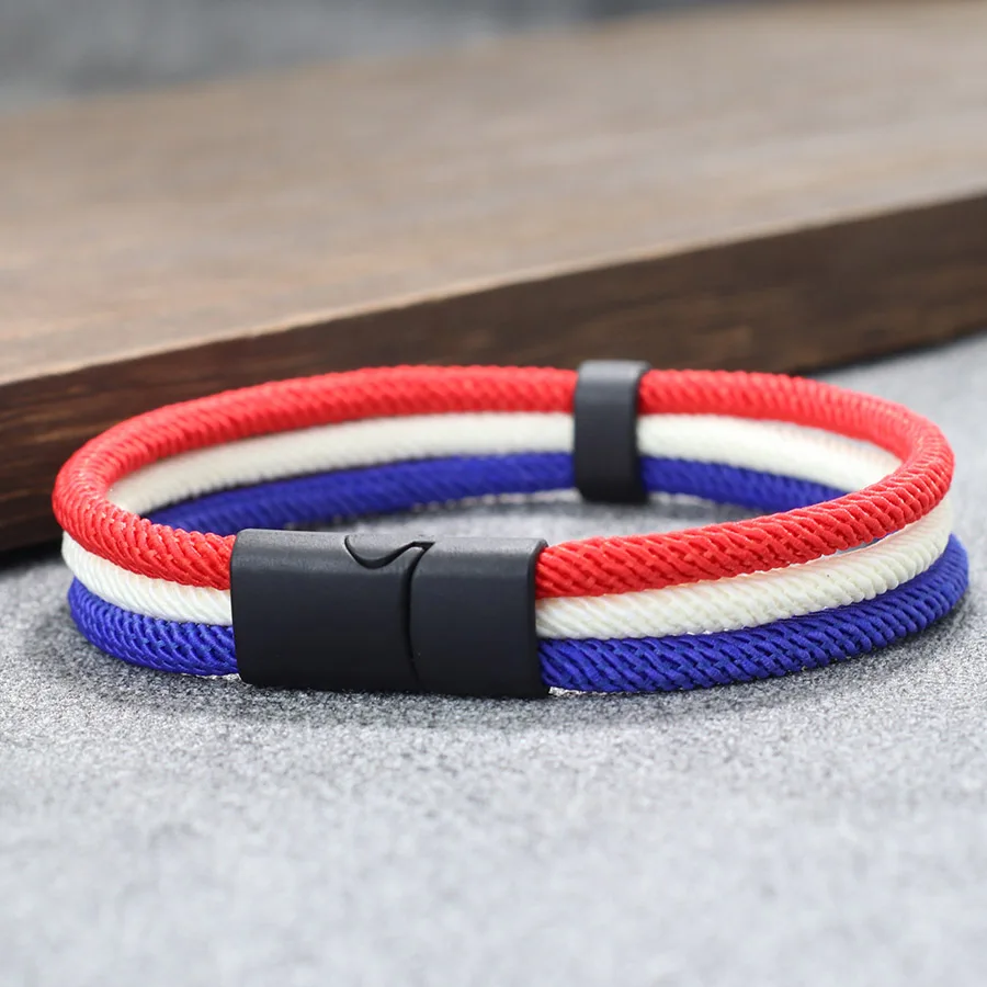 National Flag Color Rope Bracelet for Men and Women