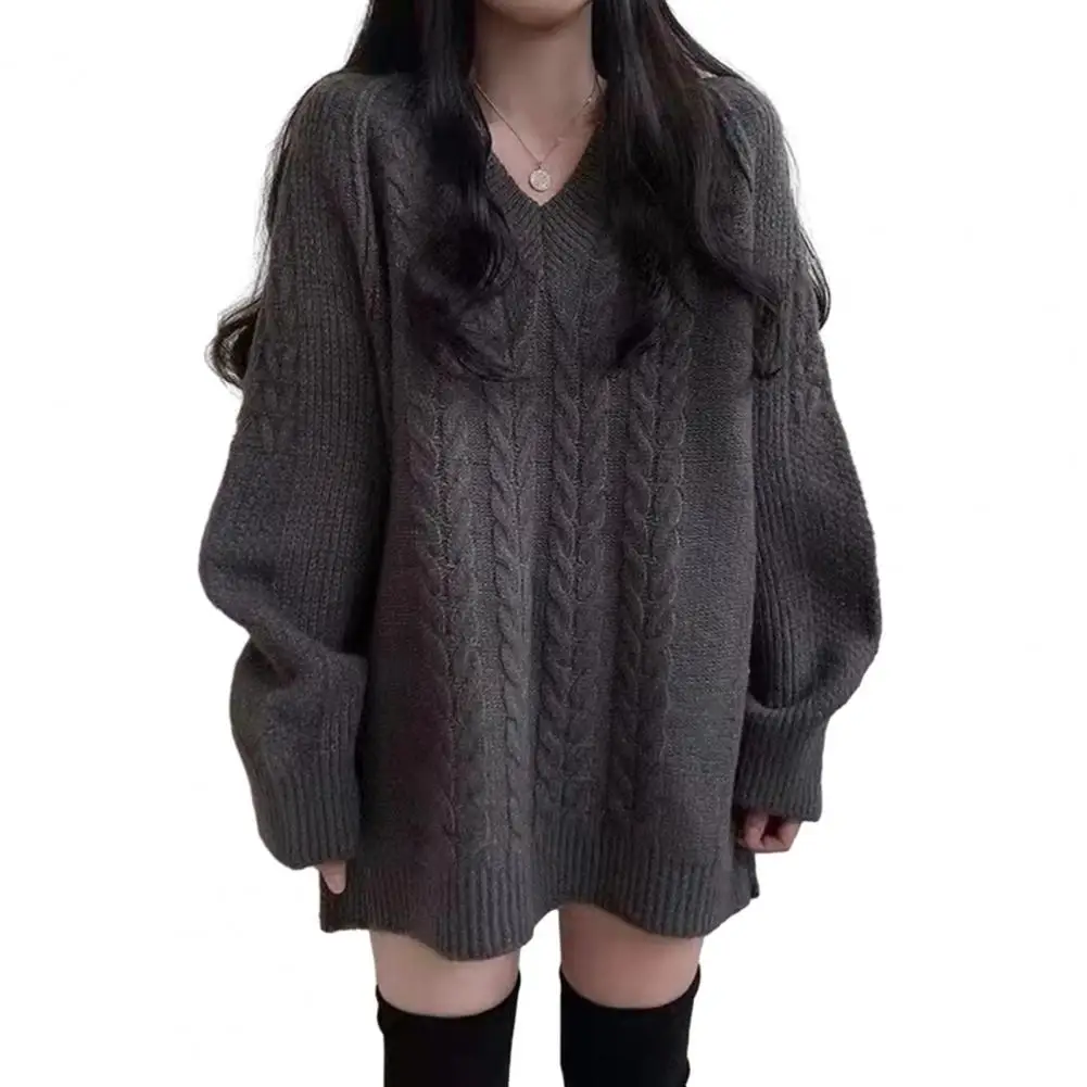 

Women pullovers Sweater Cozy Stylish Women's V-neck Sweater Soft Warm Elastic Mid-length Top for Fall Winter V Neck Sweater