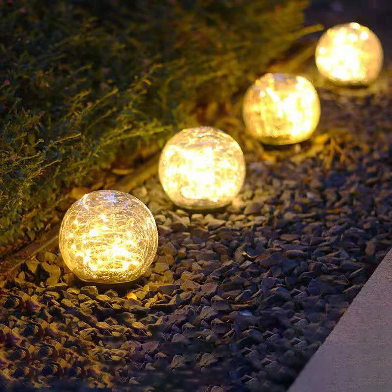 Solar Led Light Outdoor Court Crack Glass Ball Light Waterproof Buried Garden Grass Lamp Balcony Layout Decoration Christmas solar step lights