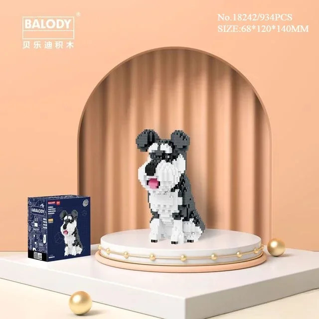 Kawaii Pet Building Blocks Doberman Shiba Inu Poodle Mike Dog Mini Bricks Cat Figure Husky Schnauzer Model Toys For Kids Gift