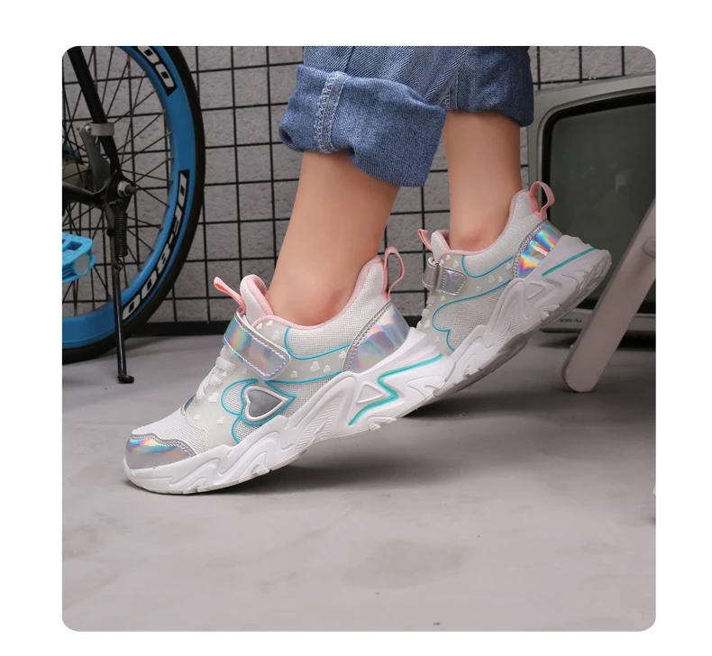 Frühling Herbst Kinder Turnschuhe PU Mädchen Elegante Mesh Casual Licht Kinder Nicht-slip Sport Schuh Mode Atmungsaktive Laufschuhe – Detail 15