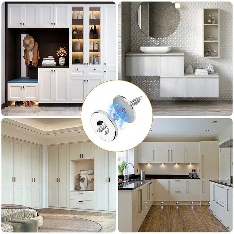 Magnetic Cabinet Latches Cabinet Magnetic Snaps Drawer Cupboard Door Magnet Clasps With Screws Hidden Closing Circle Kitchen Wardrobe Seal Snap 1/24Sets magnetic cabinet catches magnetic cabinet latches
