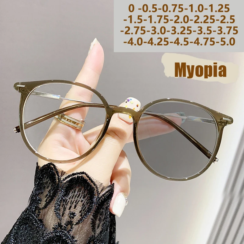 Fotoempfindliche, farbwechselnde Anti-Blaulicht-Myopie-Brille sind trendig, stilvoll, einfarbig, Retro und vielseitig.6052