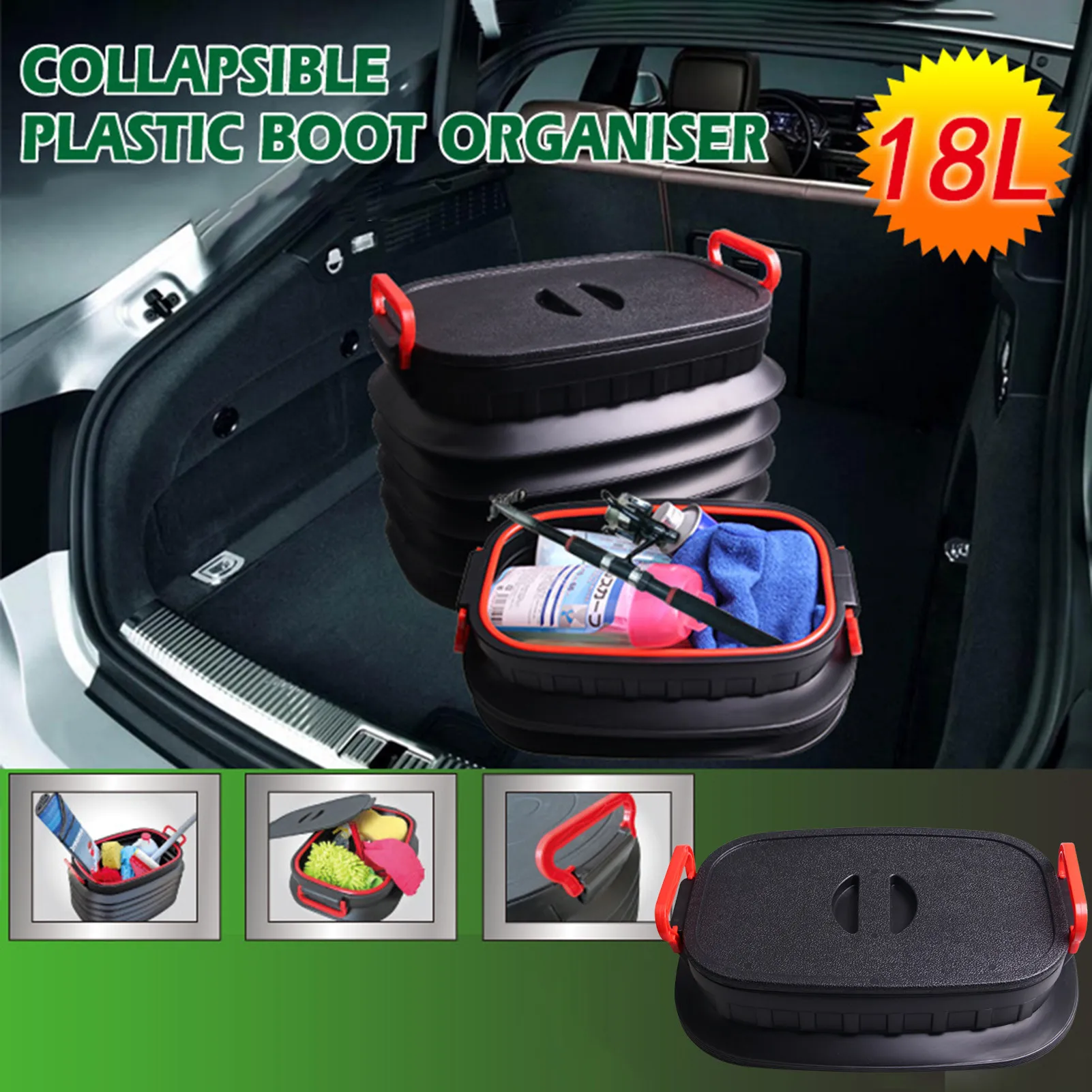 

Car Garbage Bag 18L Folding Car Storage Case Auto Accessories Interior Bucket Retractable Car Trash Bin Multipurpose Car